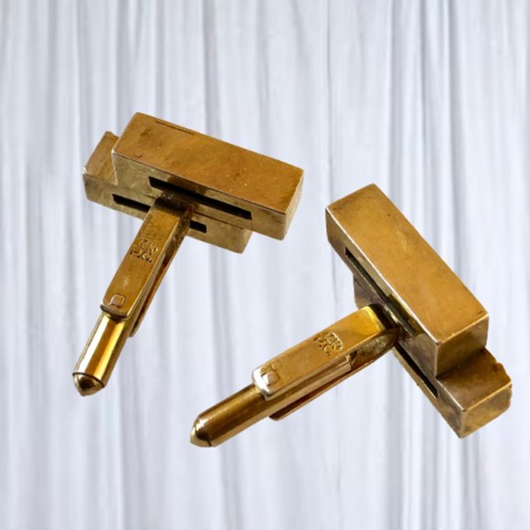 14K Yellow Gold Heavy Mens Cufflinks Signed PC 21 grams - Picture 11 of 15